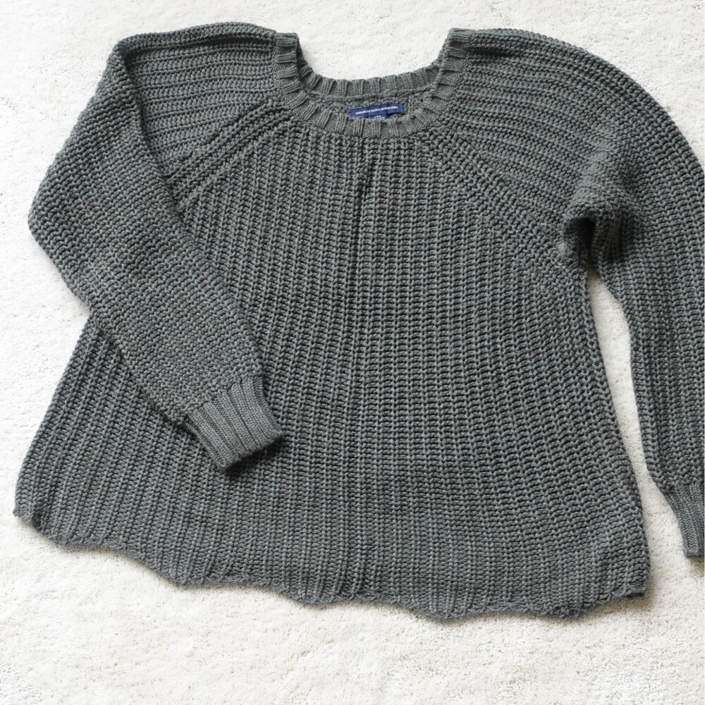 American Eagle Outfitters Olive Green Cotton Crewneck Sweater Women's L (No37)